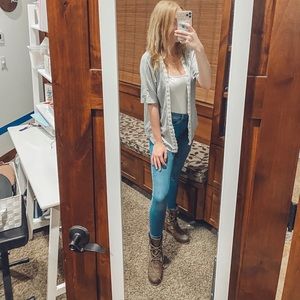 Grey Cardi with Lace Edge